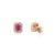 1.1ct Emerald Cut Mozambique Ruby Diamond Halo Stud Earrings in 14k Gold- A Pair For Sale In New York - Image 6 of 12