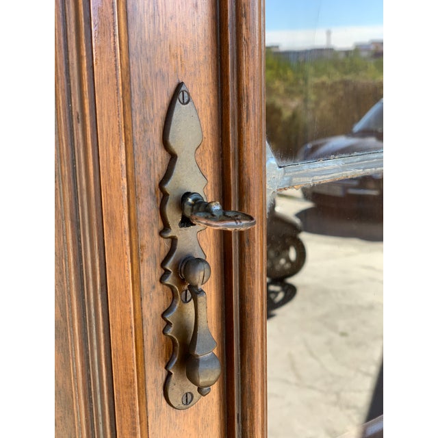 20th Century Spanish Colonial Corner Vitrine With Lead Solders in Glass For Sale - Image 9 of 12