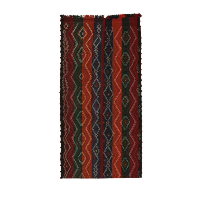 Red Vintage Persian Shiraz Tribal Kilim in Colorful Geometric Patterns - Rug & Kilim For Sale - Image 8 of 8
