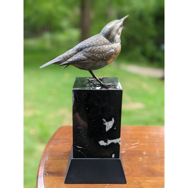 Bronze Meadowlark by Tim TerMeer Le 1/35 Bronze Sculpture on Marble Platform Base For Sale - Image 8 of 13