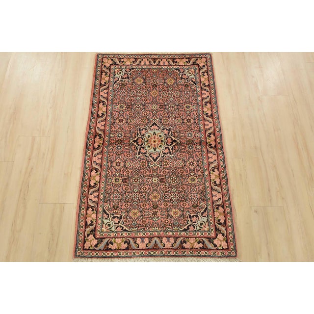 Farmhouse Bidjar Rug 2’7” X 4’3” Pink Wool Vintage Traditional Hand-Knotted Carpet For Sale - Image 3 of 10