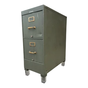 1940s Shaw Walker File Cabinet Having Brass Pulls & Lucite Feet