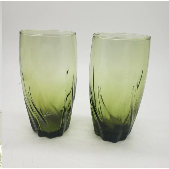 Avocado 1960s Anchor Hocking Drinking Glasses in Central Park Ivy Green Swirl Pattern - Set of 4 For Sale - Image 8 of 9