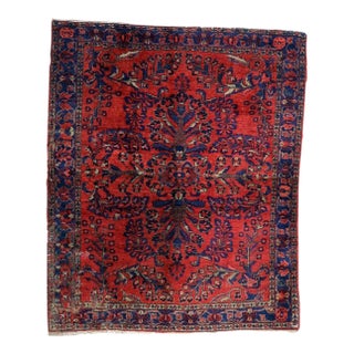 Antique Persian Lilihan Handmade Rug 5.8' X 6.7' 1920s For Sale