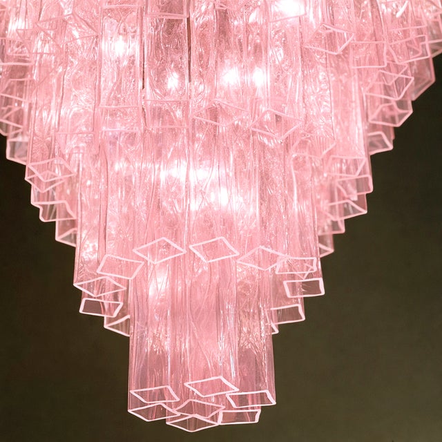2020s Contemporary Pink’ “Square Tubes” Murano Glass Chandelier For Sale - Image 5 of 6