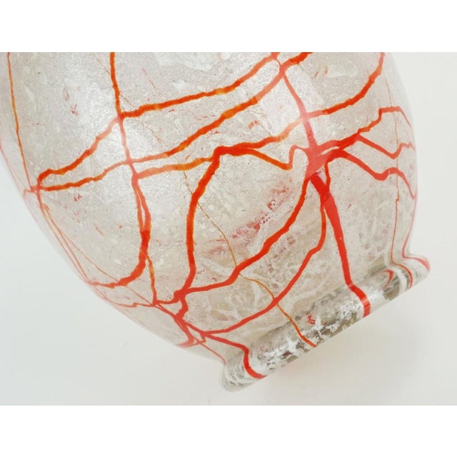 1930s Art Deco Glass Vase in Orange White and Clear Glass, 1930s For Sale - Image 5 of 10