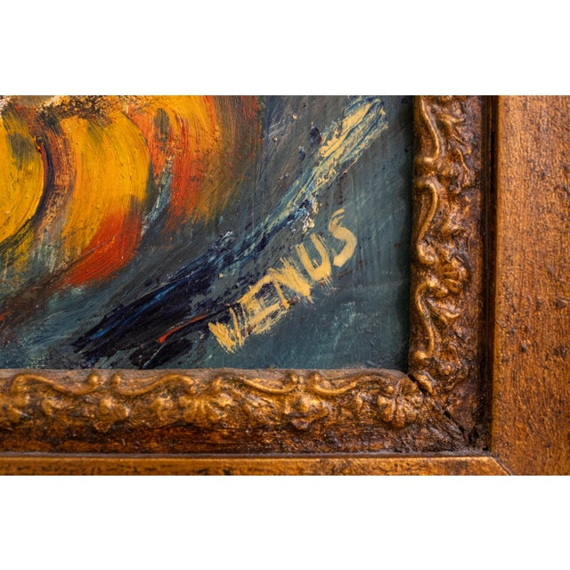 Paint Abstract Still Life Orange Flowers Oil Painting on Canvas Painting Signed For Sale - Image 7 of 8