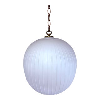 Vintage Mid-Century Modern Bologna Pendant Lamp Aloys F Gangkofner Sphere Opaline Glass 1954 For Sale