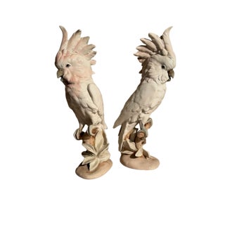 Very Large Royal Dux Porcelain Pair of Cockatoos For Sale