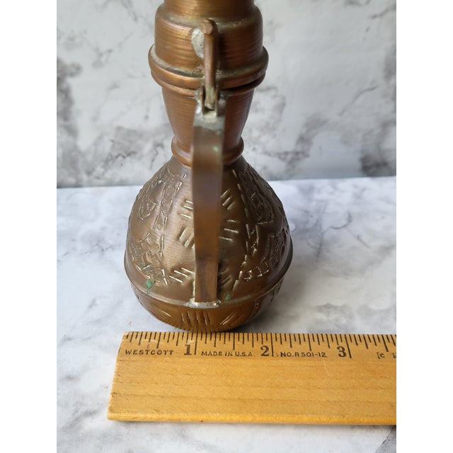 1960s Handcrafted Copper Coffee Pot Etched Middle Eastern For Sale - Image 15 of 17