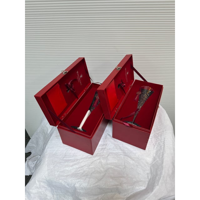 Late 20th Century Late 20th Century Waterford Twelve Days of Christmas Partridge Flutes With Boxes, Set of Two For Sale - Image 5 of 12