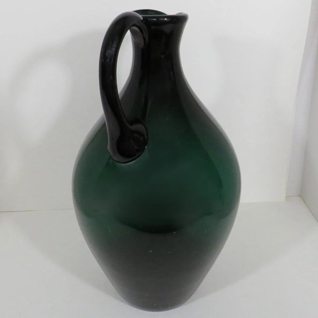 Vintage Italian Large Green Ewer Vase For Sale In Los Angeles - Image 6 of 9