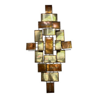 1970s Brutalist Multi-Panel Metal Wall Sculpture in the Style of Mario Jason For Sale