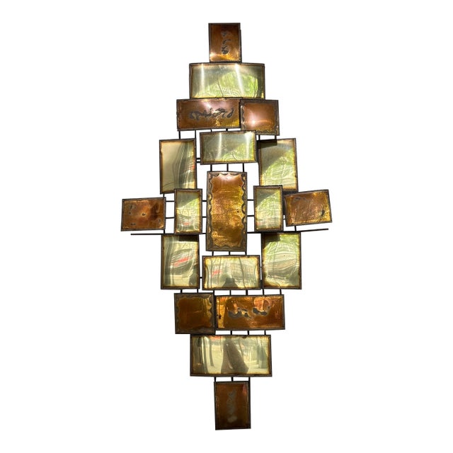 1970s Brutalist Multi-Panel Metal Wall Sculpture in the Style of Mario Jason For Sale