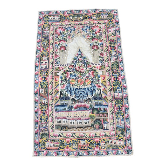 Late 19th / E. 20th Century Ottoman Turkish Mihrab Embroidered Tapestry For Sale
