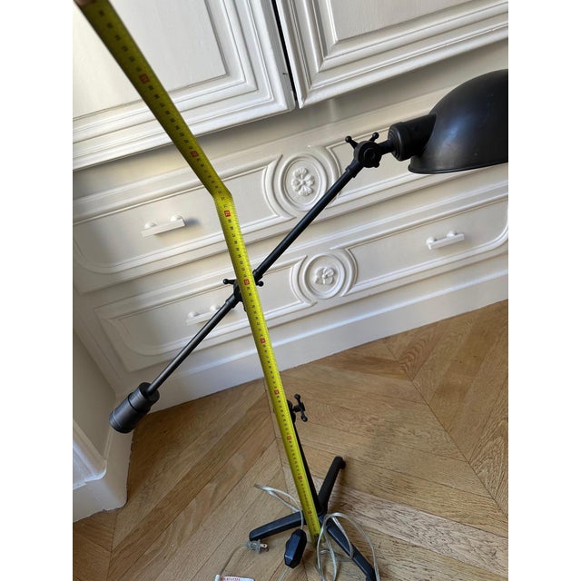 Black Restoration Industrial Black Metal Articulated Floor Lamp For Sale - Image 8 of 10