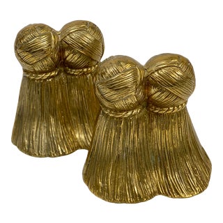 Vintage Brass Tassel Bookends - a Pair For Sale