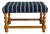 Blue Striped Upholstered Oak Ottoman Danish Mid-Century Modern 1970s For Sale