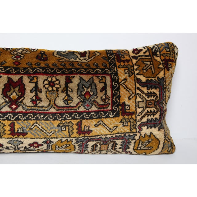 Vintage Turkish Handknotted Rug Lumbar Pillow Cover -16'' X 40'' For Sale - Image 9 of 11