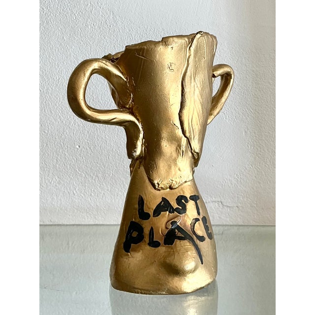 Ceramic Vintage Ceramic Gold Plated Last Place Trophy For Sale - Image 7 of 12