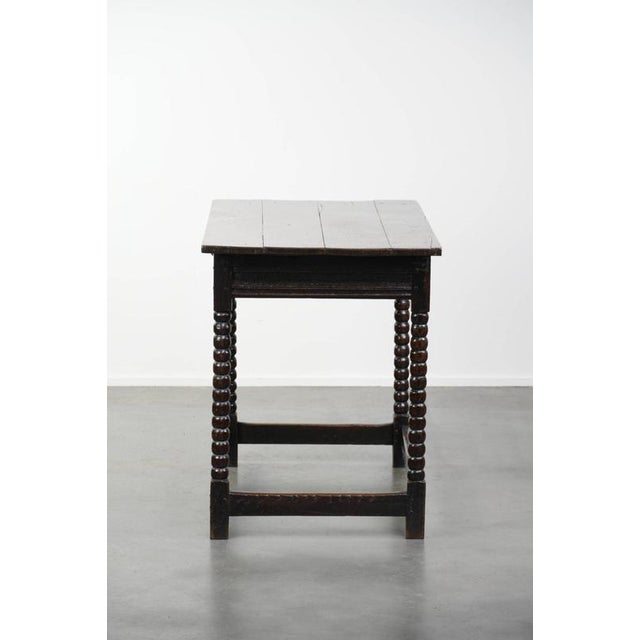 Antique English Oak Side Table with Drawer and Bobbin Turned Legs., 18th Century For Sale - Image 5 of 12
