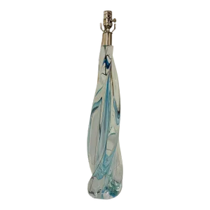 Global Views Modern Large Blue Twisted Art Glass Table Lamp