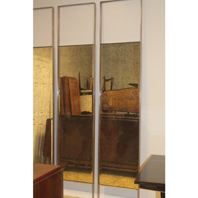 96" French Art Deco Style Monumental Smoked Glass Floor Mirrors Set of 4 For Sale - Image 4 of 8