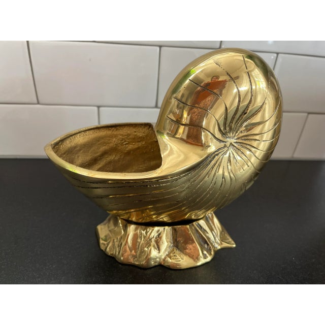 1980s 1980s Vintage Brass Nautilus Shell Planter, Smaller Scale For Sale - Image 5 of 6