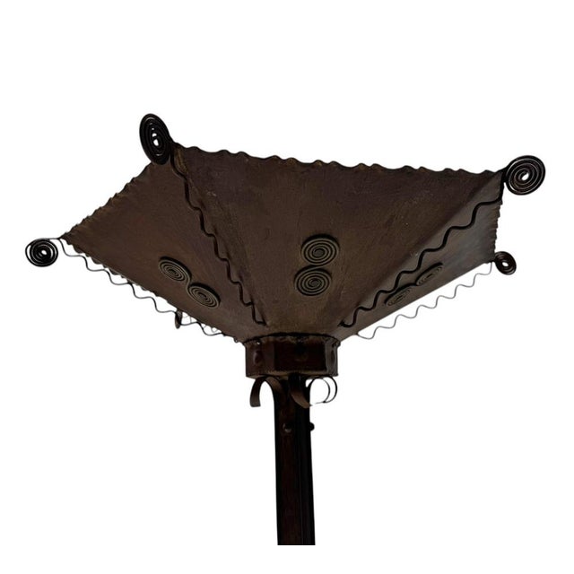 Art Deco Patinated Wrought Iron Floor Lamp, 1930s For Sale - Image 14 of 16