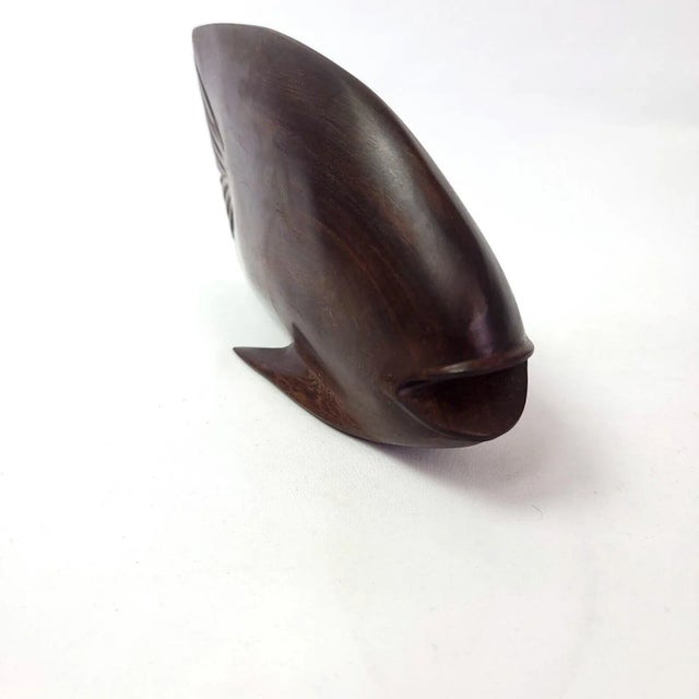 Wood 1980s Large Ironwood Angel Fish Wood Sculpture For Sale - Image 7 of 12