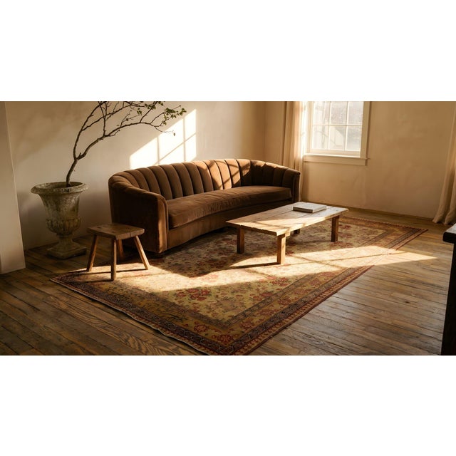 1850s Ivory Floral Antique Persian Ashar Rug 4' 4" X 7' 3" Handknotted Wool Carpet For Sale - Image 9 of 9
