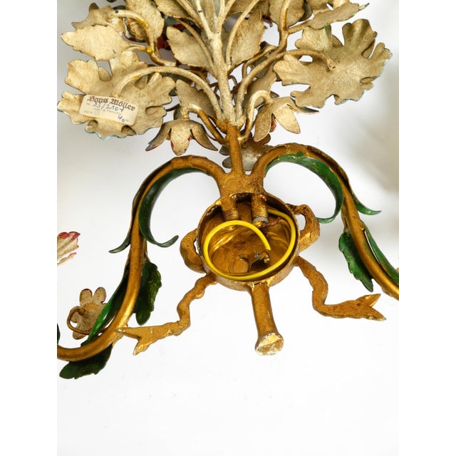 Vintage Hand-Painted and Gilded Metal Wall Lamps by Hans Möller, 1960s, Set of 2 For Sale - Image 12 of 18