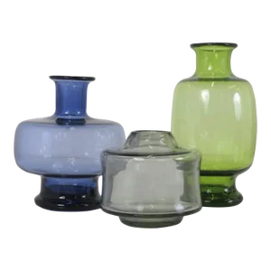 Danish Mid-Century Modern Holmegaard 1950s Blown Glass Vessels by Per Lutken, Group of 3 Pieces