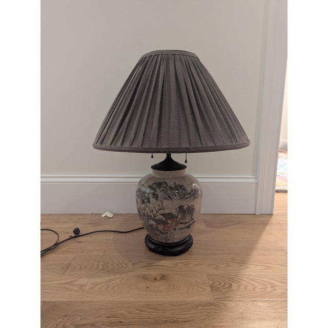 Gray Chinoiserie Style Lamp For Sale - Image 8 of 12