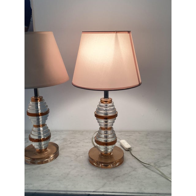 1970s Vintage Glass Table Lamps, Italy, 1970s, Set of 2 For Sale - Image 5 of 8