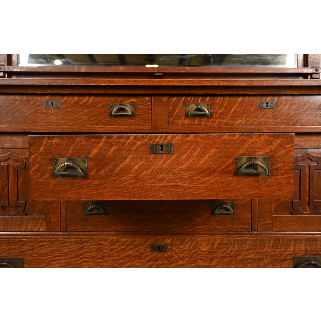 Wood Stickley Brothers Style Antique Mission Oak Arts & Crafts Sideboard or Bar Cabinet, Circa 1910 For Sale - Image 7 of 16