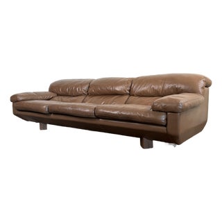 Vintage 1980's Italian Leather Sofa For Sale