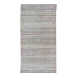 Turkish Hand Woven Vintage Kilim With Assorted Stripe Design in a Variety of Soft Colors For Sale