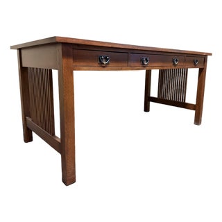 Stickley 3-Drawer Library Table Writing Desk For Sale