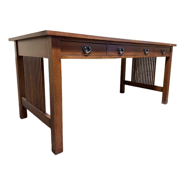 Stickley 3-Drawer Library Table Writing Desk For Sale