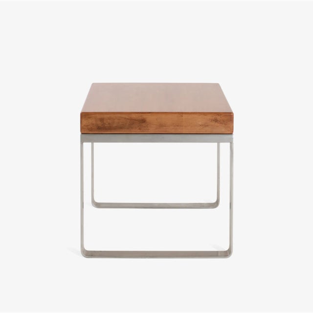 Solid Wood Accent Bench Tables With Steel Bases, Pair For Sale - Image 4 of 7