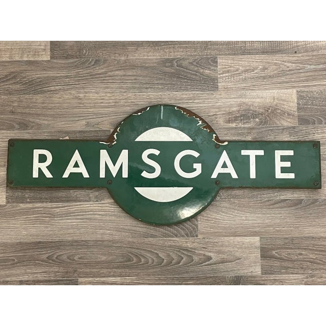 British 1940's Enamel Southern Railway Target Sign Ramsgate Train