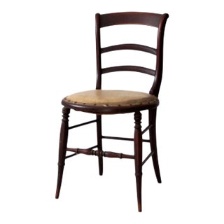 Antique Wood Chair With Upholstered Seat For Sale