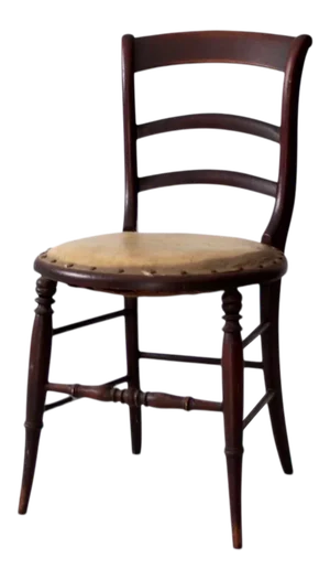 Antique Wood Chair With Upholstered Seat