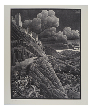 MC Escher, Italian Landscape, Castrovalva, Facsimile of the Original Wood Engraving