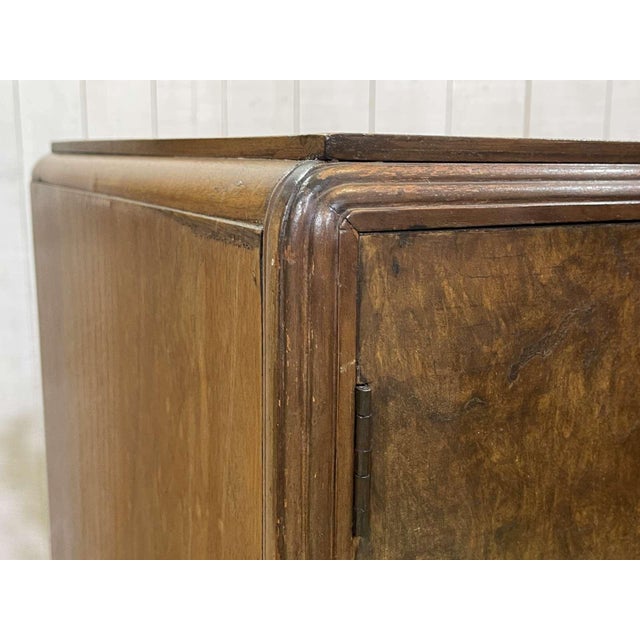 Small Art Deco English Student Wardrobe in Walnut, 1950s For Sale - Image 9 of 18