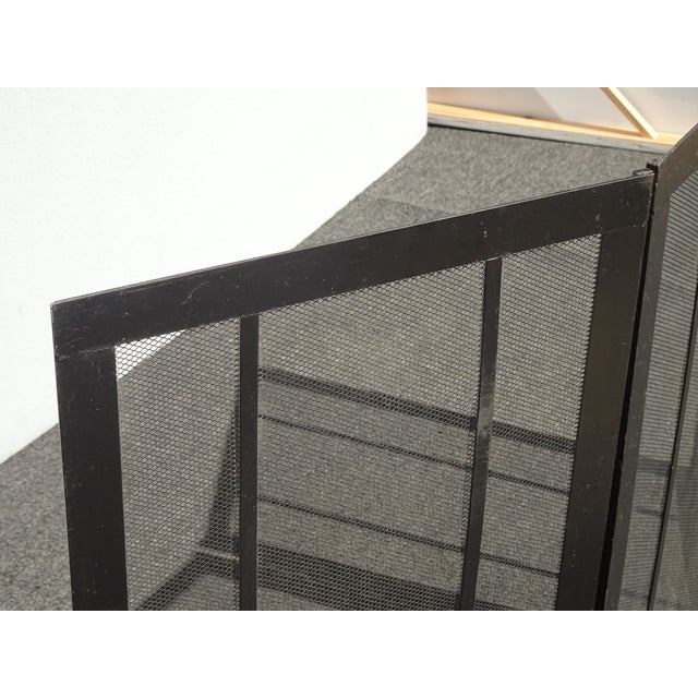 Metal Vintage French Country Black Three Panel Fireplace Screen For Sale - Image 7 of 16