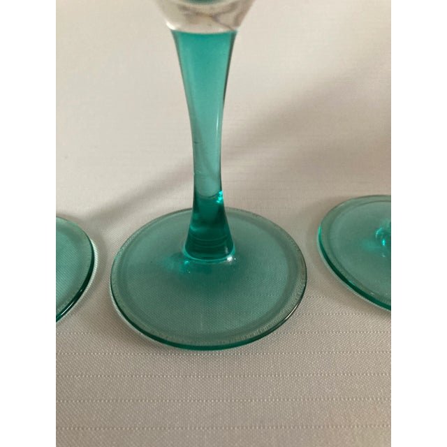 Mid-Century Modern Vintage French Clear and Green Champagne Glasses S/3 For Sale - Image 3 of 5