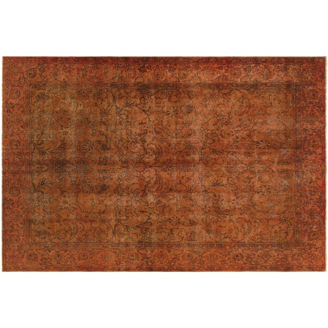 Vintage Retro No Pile Rust/Brown Wool Rug - 8'0'' X 11'2'' For Sale - Image 9 of 10