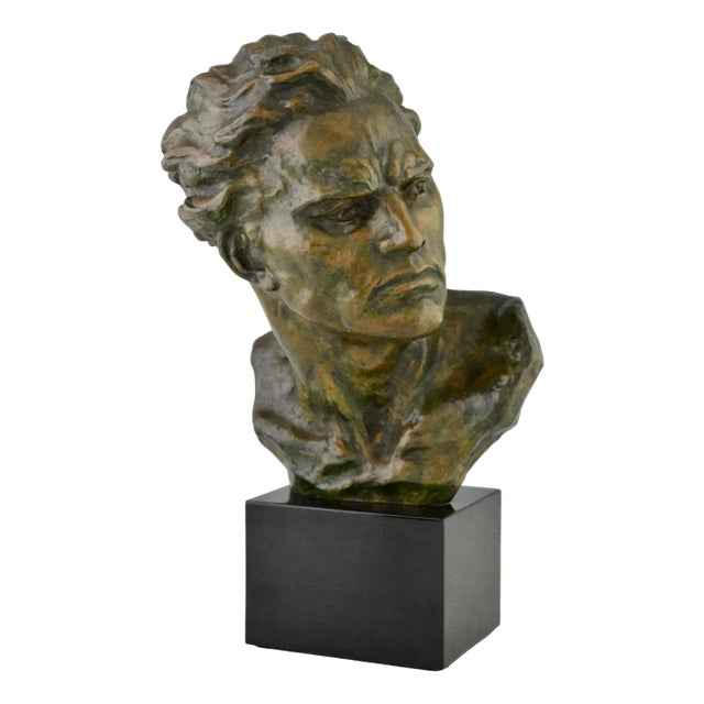 Ugo Cipriani, Art Deco Male Bust, 1930, Bronze on Marble Base For Sale